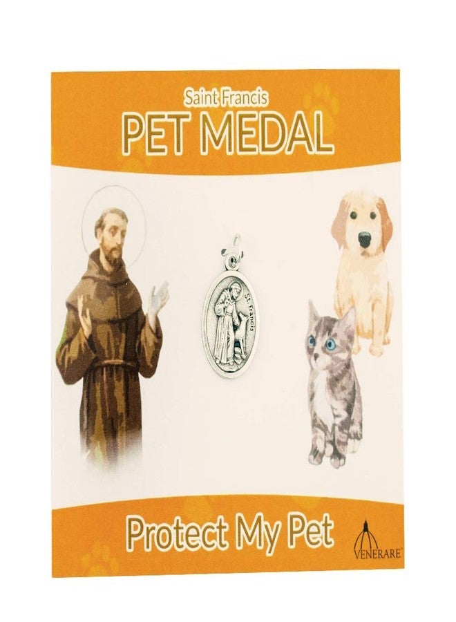 VENERARE St. Francis Medal | Small Oval Collar Charm | Great Gift for Pet Lovers | Comes With Different Colored Card | Christian Goods (Orange Card) - Image 1